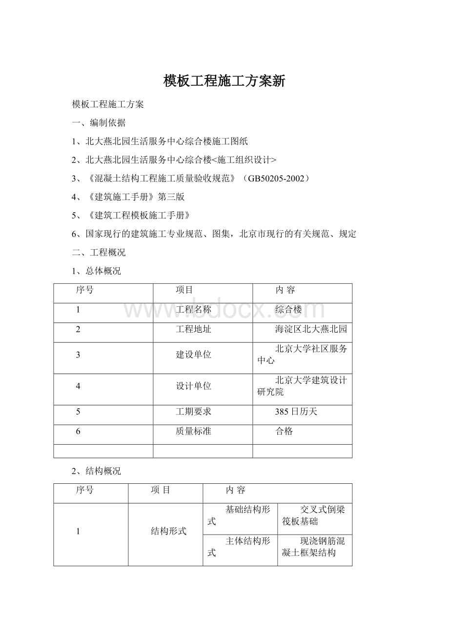 模板工程施工方案新Word文档下载推荐.docx