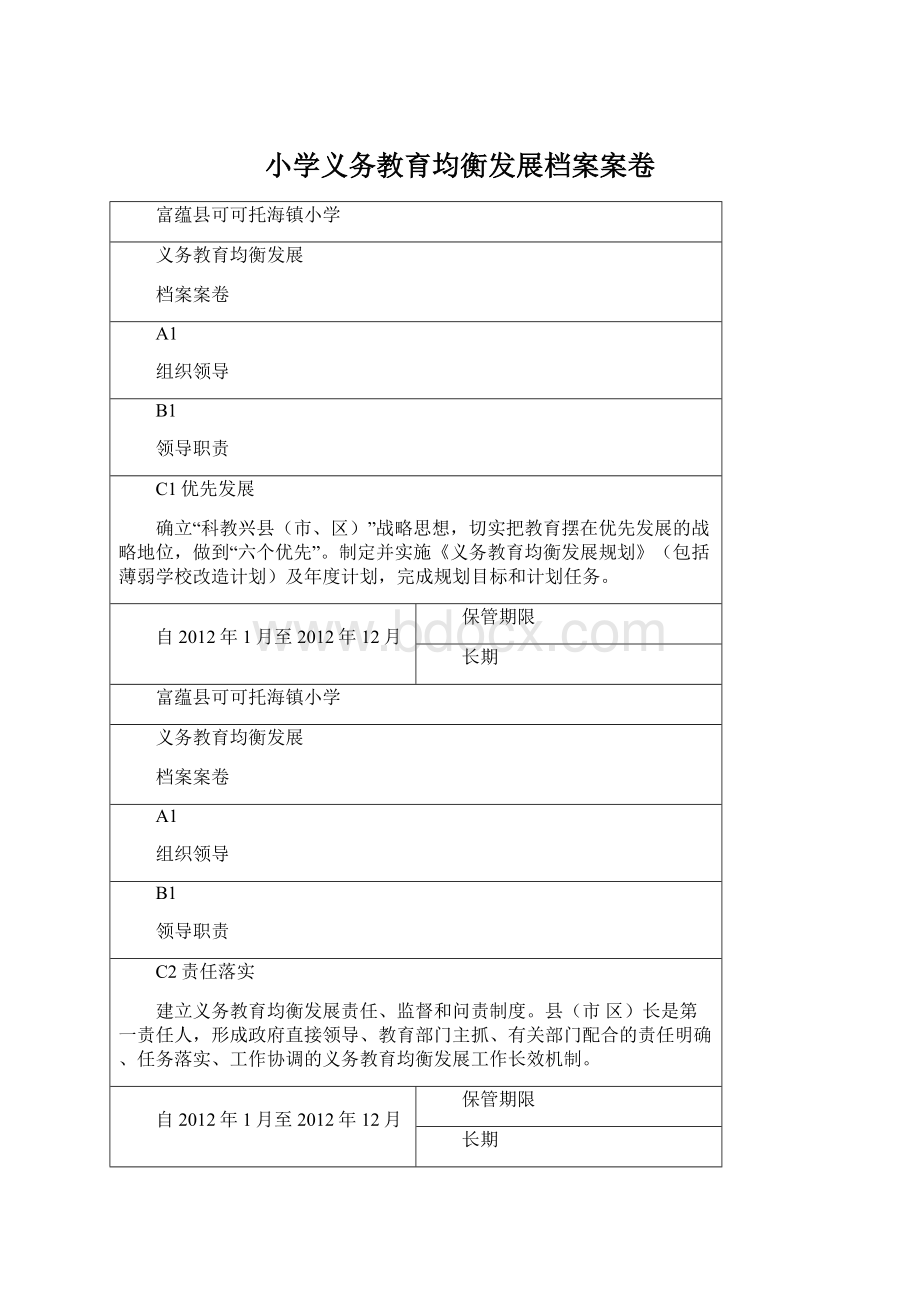 小学义务教育均衡发展档案案卷Word格式文档下载.docx_第1页