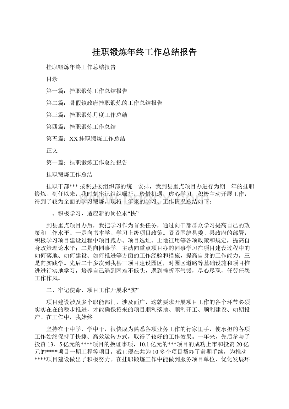 挂职锻炼年终工作总结报告文档格式.docx