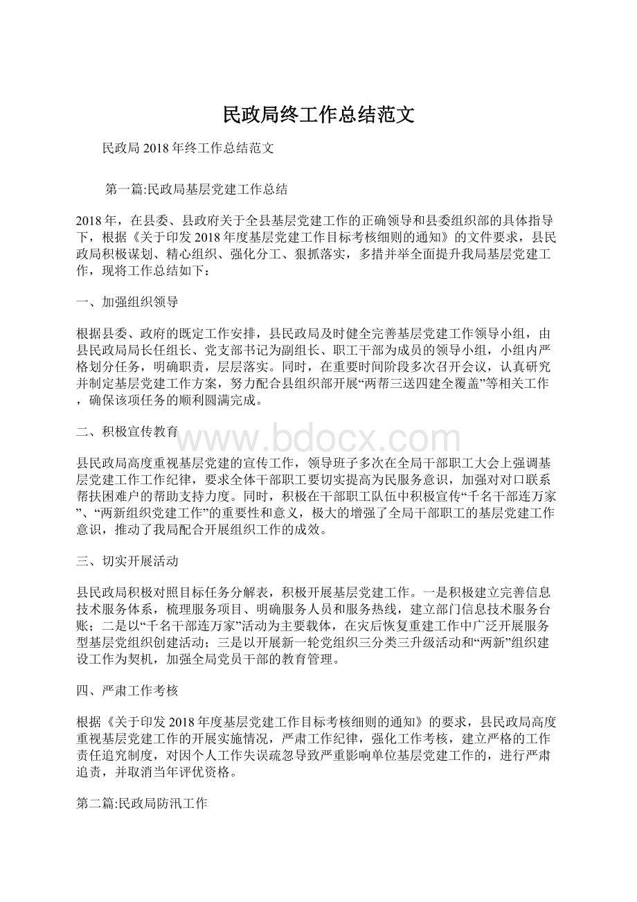 民政局终工作总结范文.docx_第1页