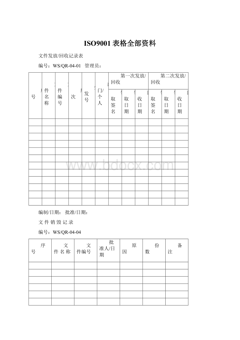 ISO9001表格全部资料Word格式文档下载.docx