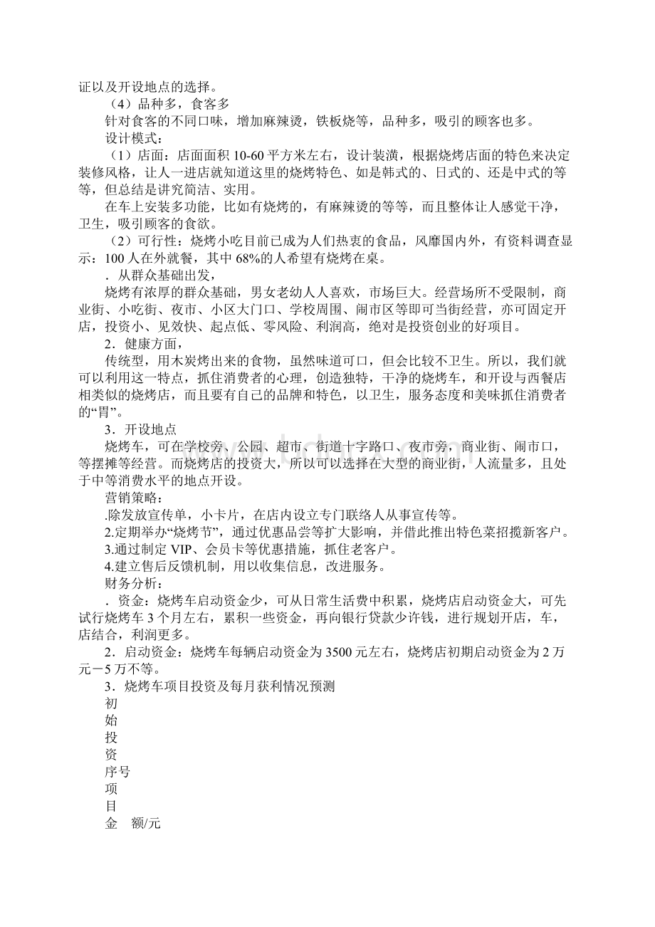 知识学习烧烤店及烧烤车创业计划书.docx_第2页