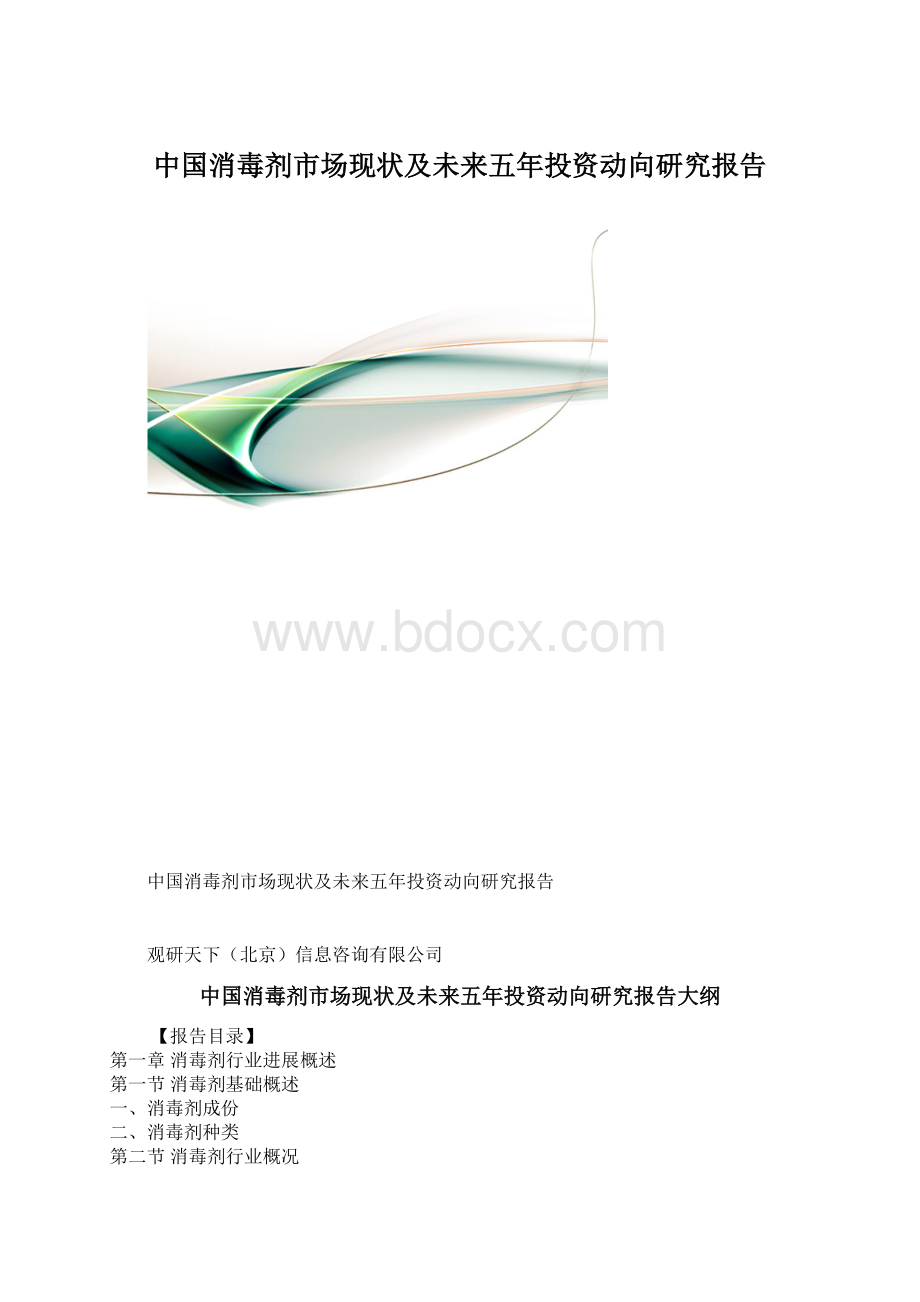 中国消毒剂市场现状及未来五年投资动向研究报告.docx_第1页