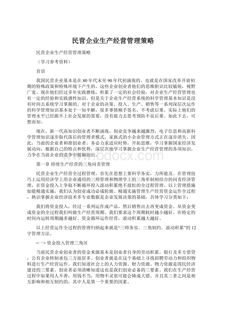 民营企业生产经营管理策略Word格式.docx_第1页