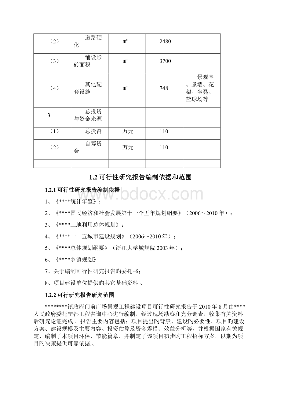 审报完稿XX镇政府门前广场景观工程建设项目可行性研究报告.docx_第2页