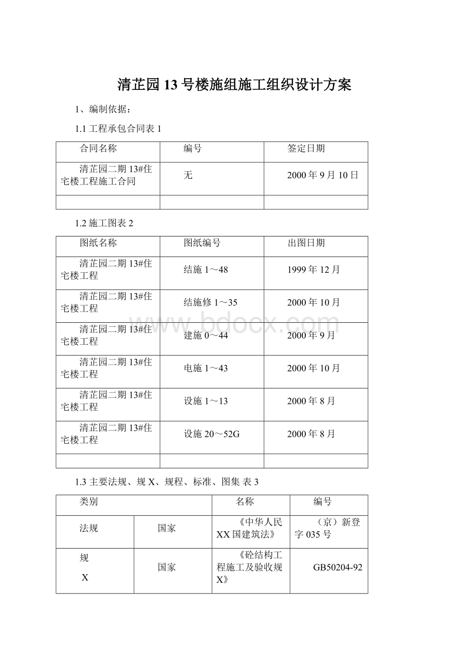 清芷园13号楼施组施工组织设计方案.docx