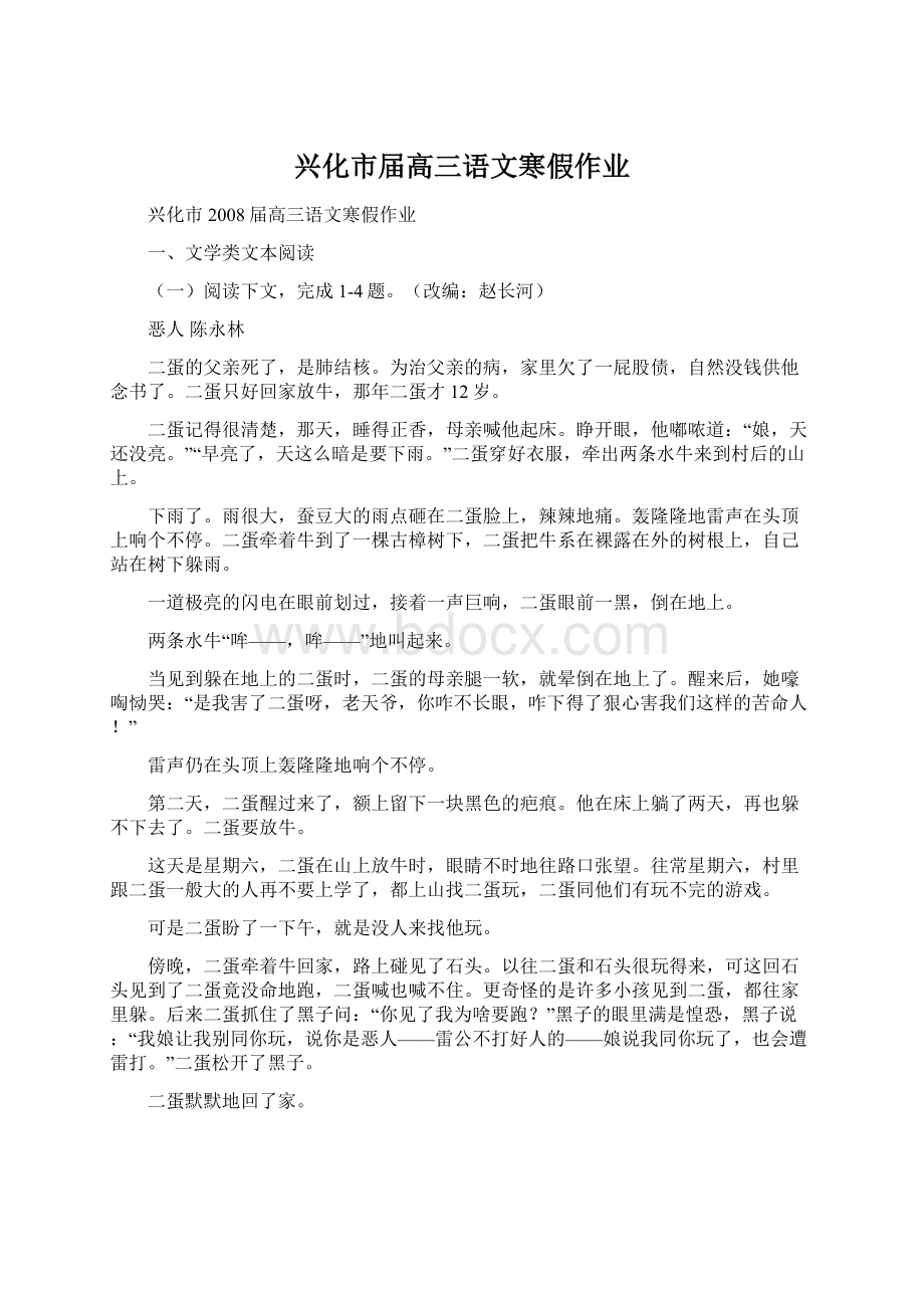 兴化市届高三语文寒假作业.docx