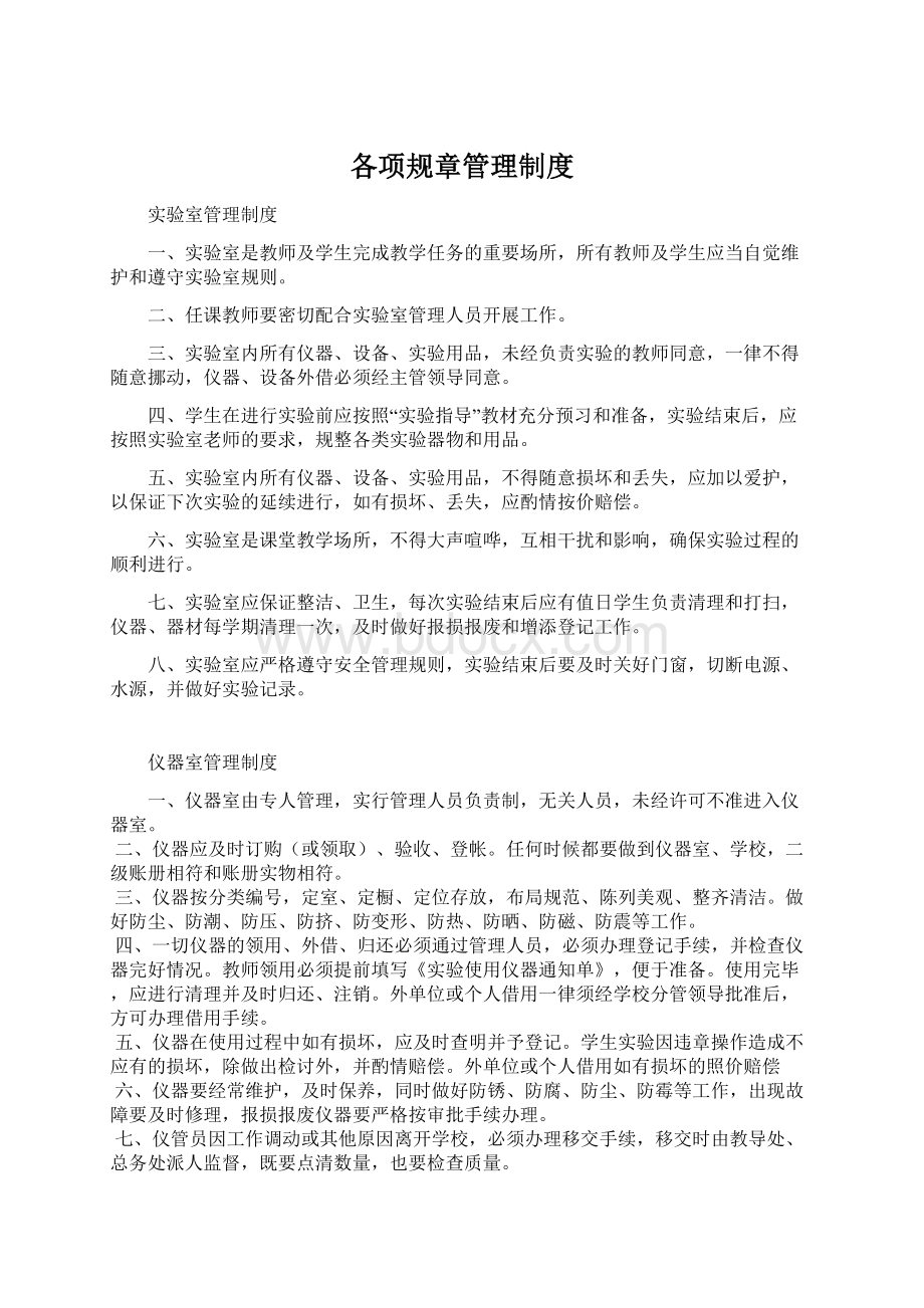 各项规章管理制度文档格式.docx