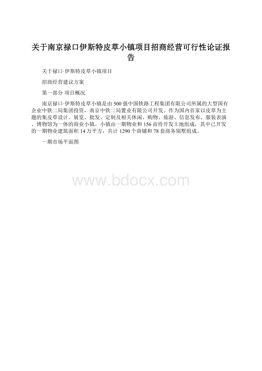 关于南京禄口伊斯特皮草小镇项目招商经营可行性论证报告.docx