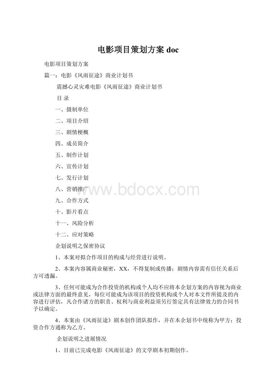 电影项目策划方案doc.docx_第1页