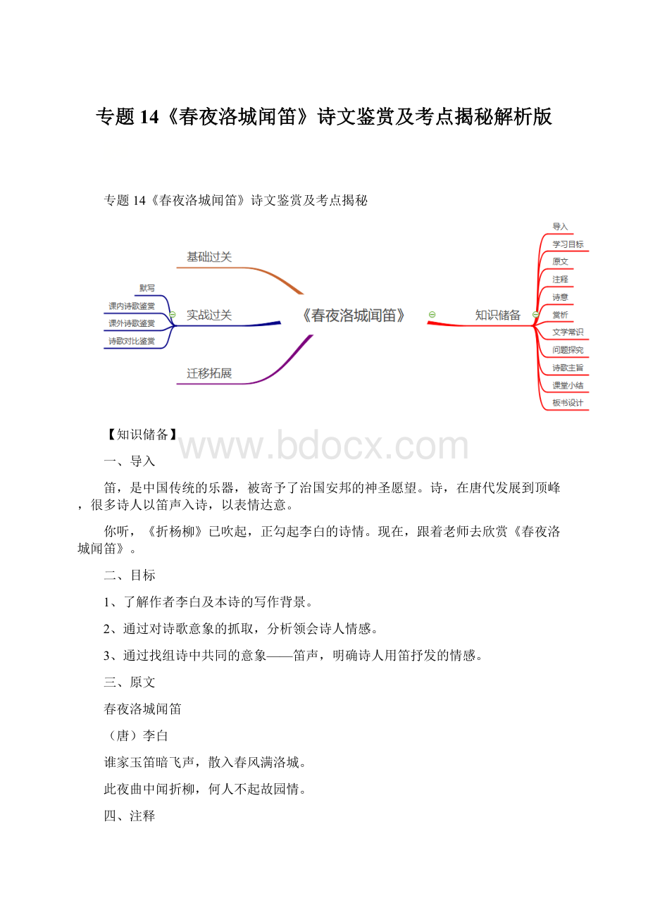 专题14《春夜洛城闻笛》诗文鉴赏及考点揭秘解析版Word文档格式.docx_第1页