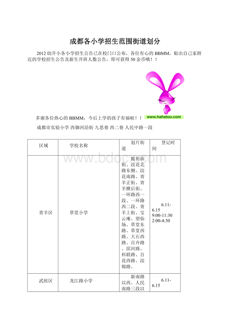 成都各小学招生范围街道划分Word文件下载.docx