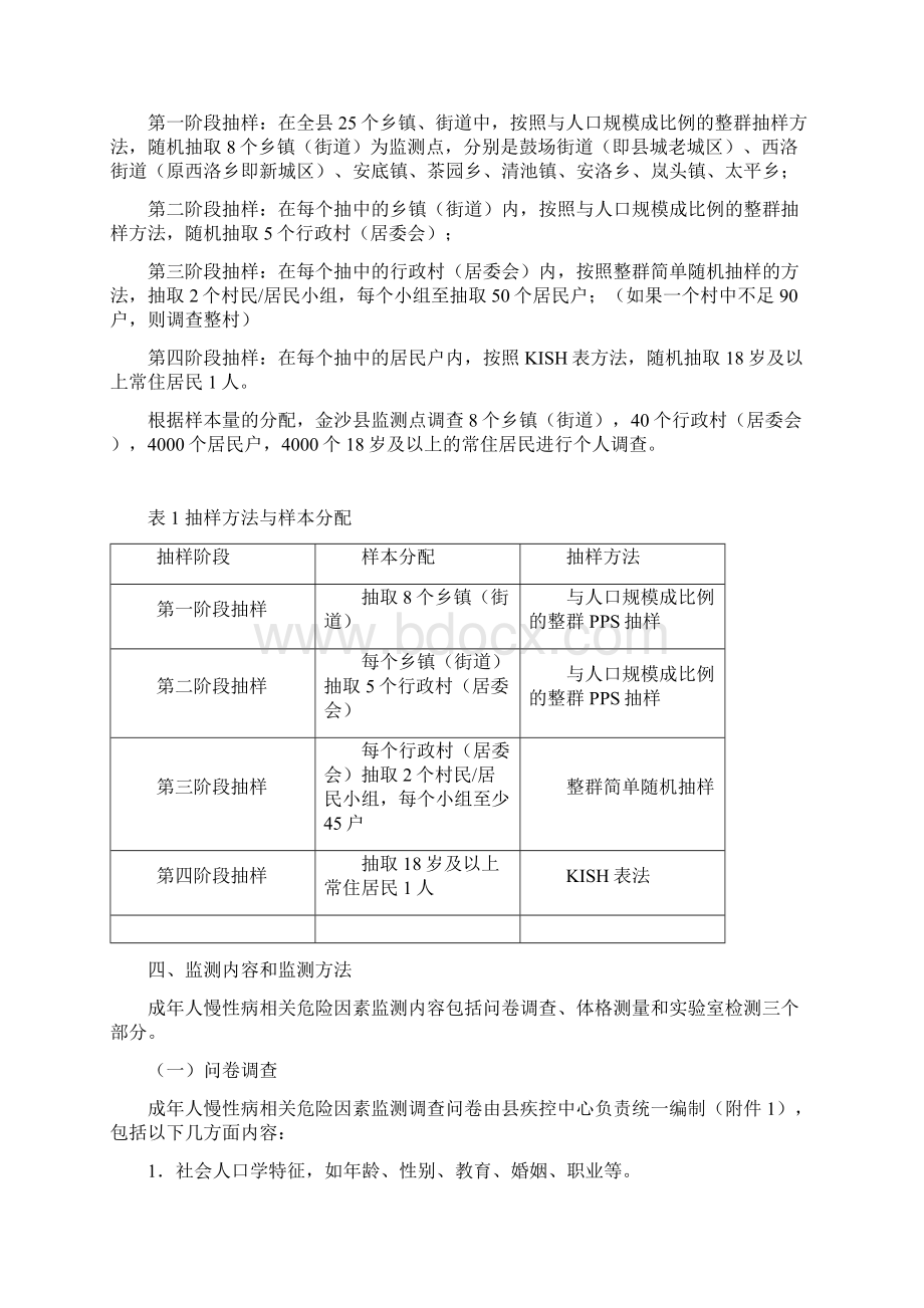 金沙县成年人慢性病相关危险因素监测方案.docx_第2页