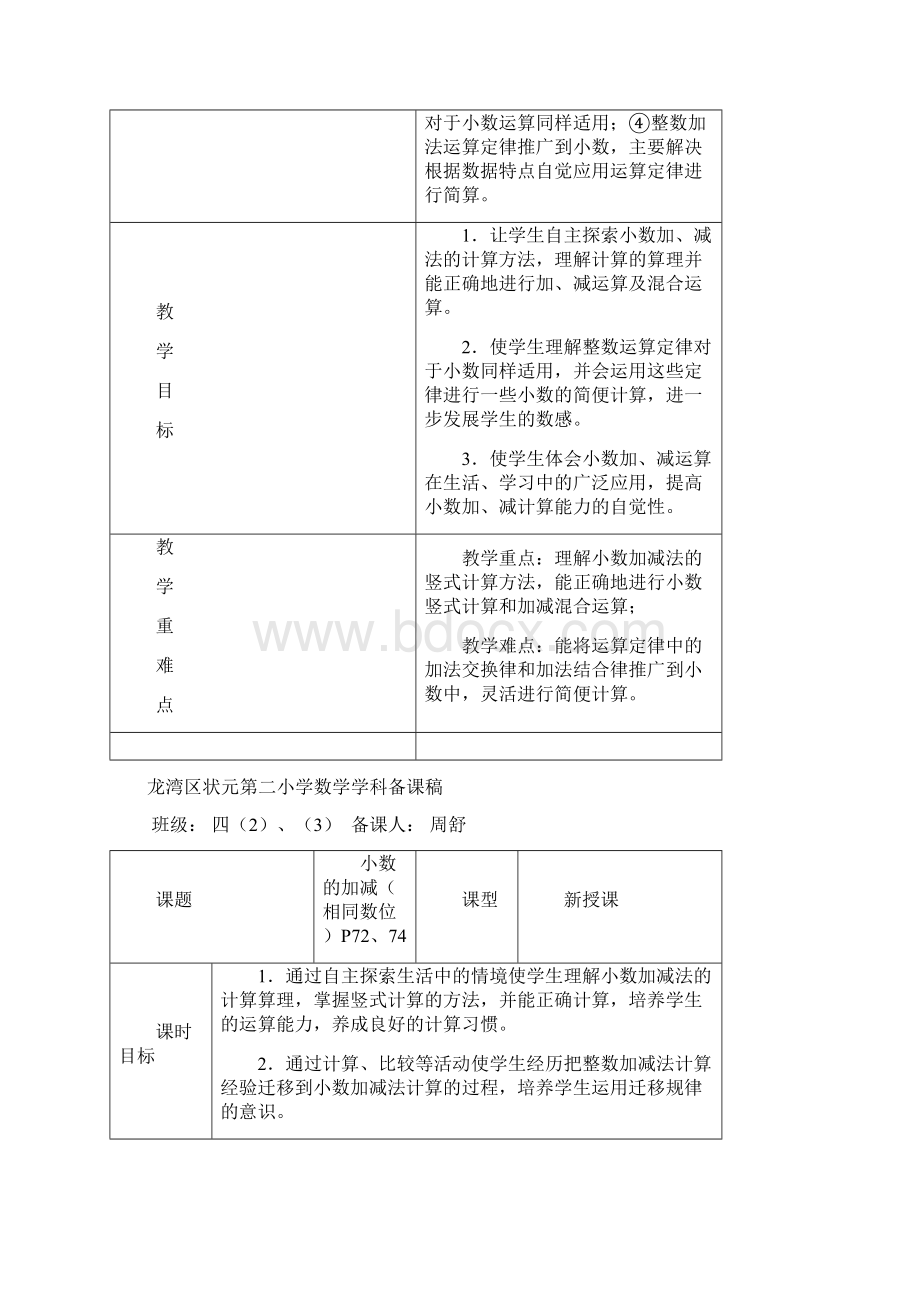 新人教版小数数学四年级下册第六单元《小数的加法和减法》.docx_第2页