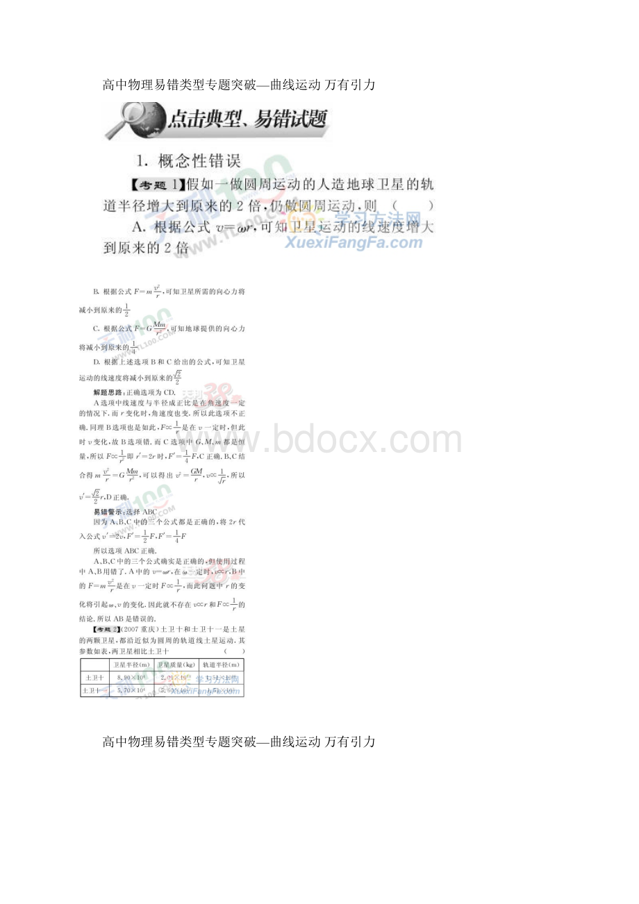 高中物理易错类型专题突破曲线运动 万有引力.docx_第2页