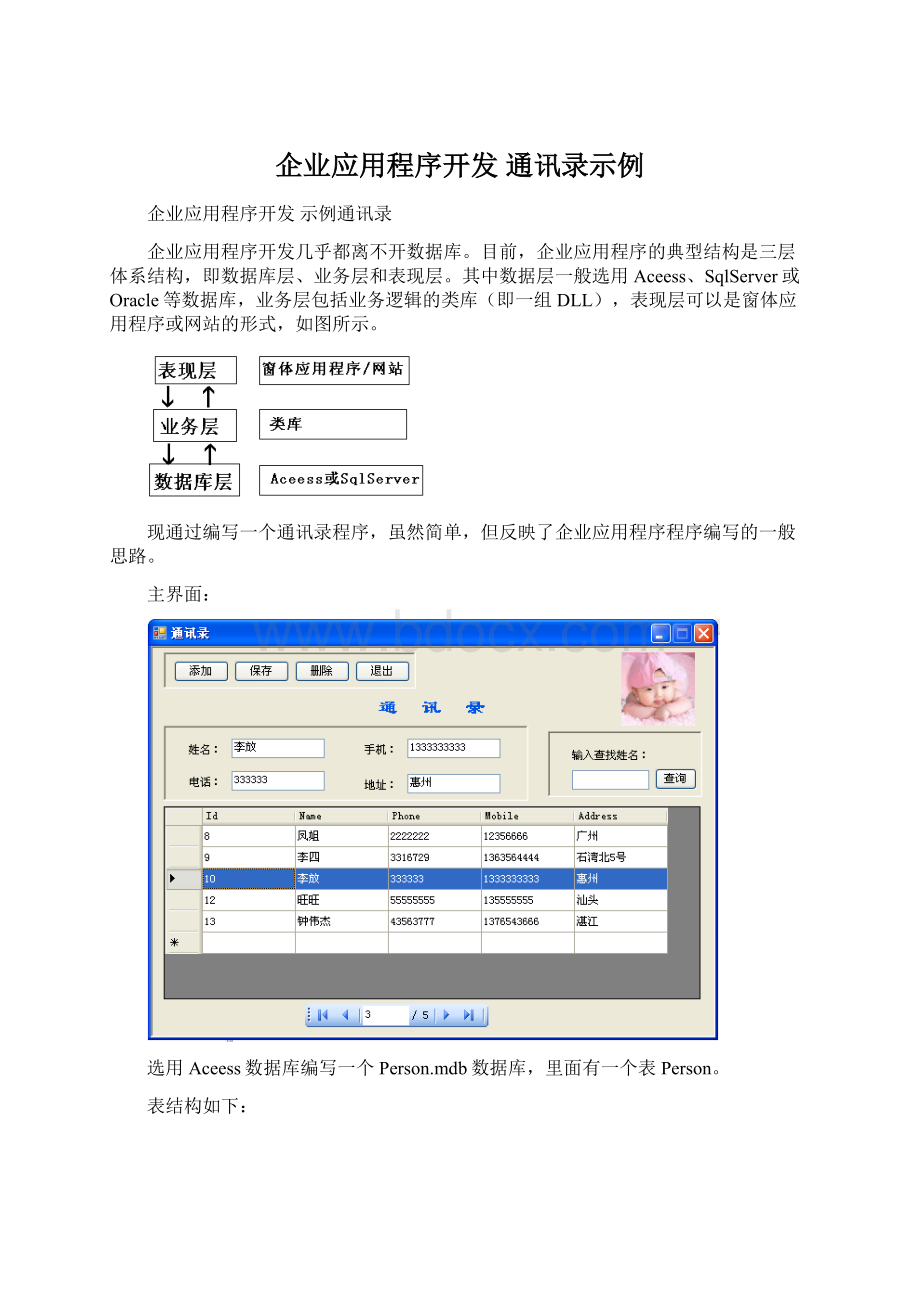 企业应用程序开发 通讯录示例.docx