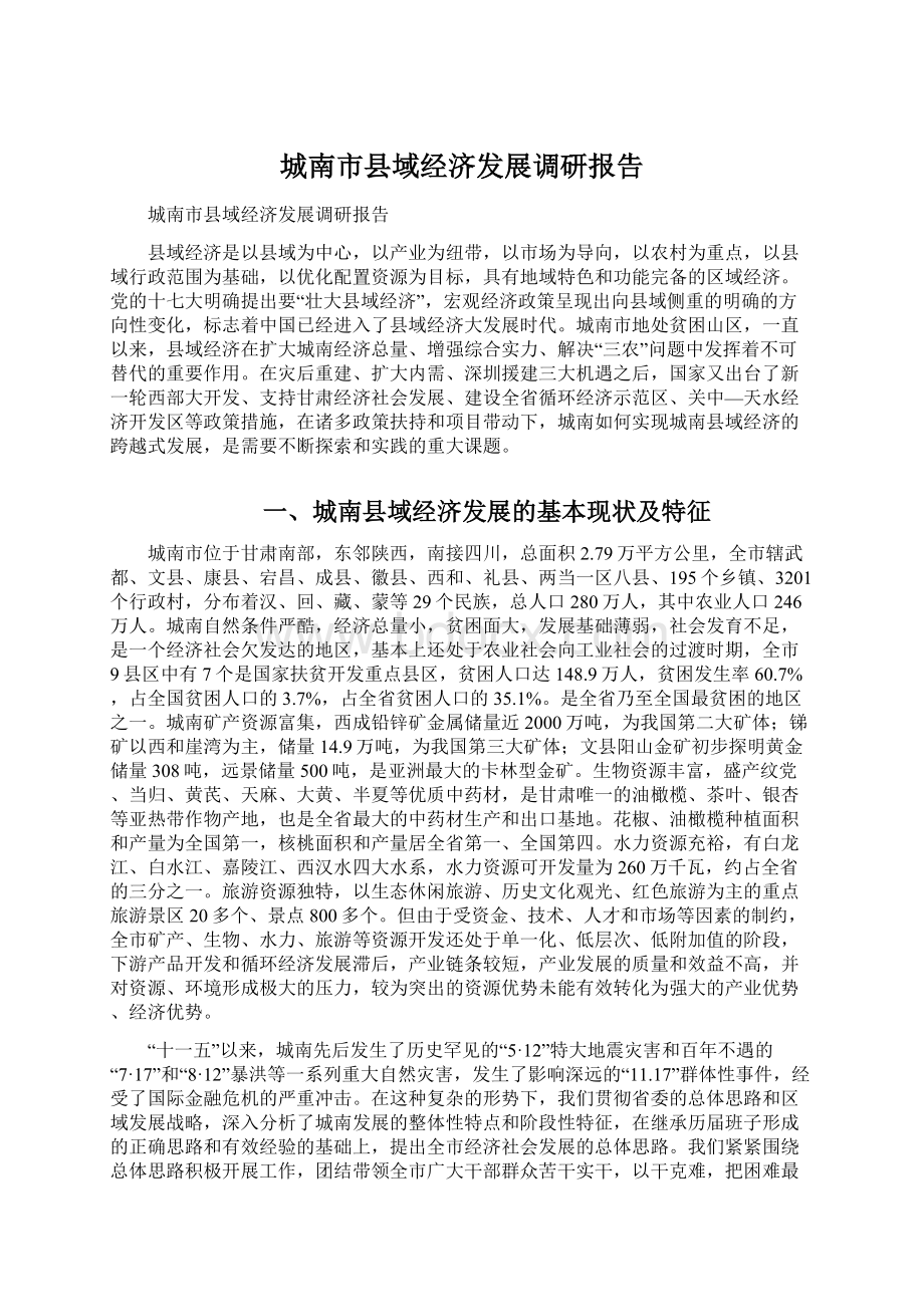 城南市县域经济发展调研报告Word文档下载推荐.docx