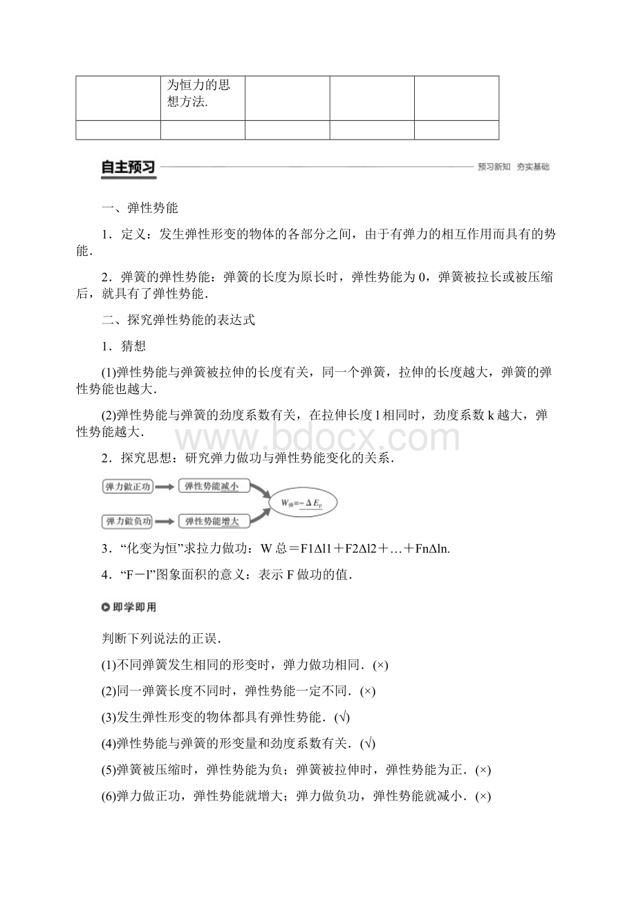 推荐学习K12浙江专用学年高中物理 第七章 机械能守恒定律 5 探究弹性势能的文档格式.docx_第2页