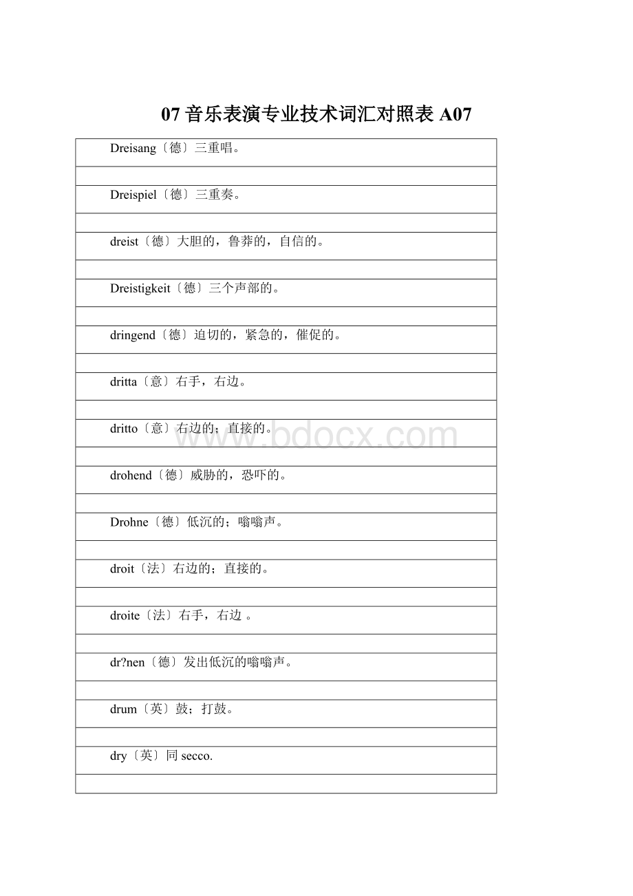 07音乐表演专业技术词汇对照表A07.docx_第1页