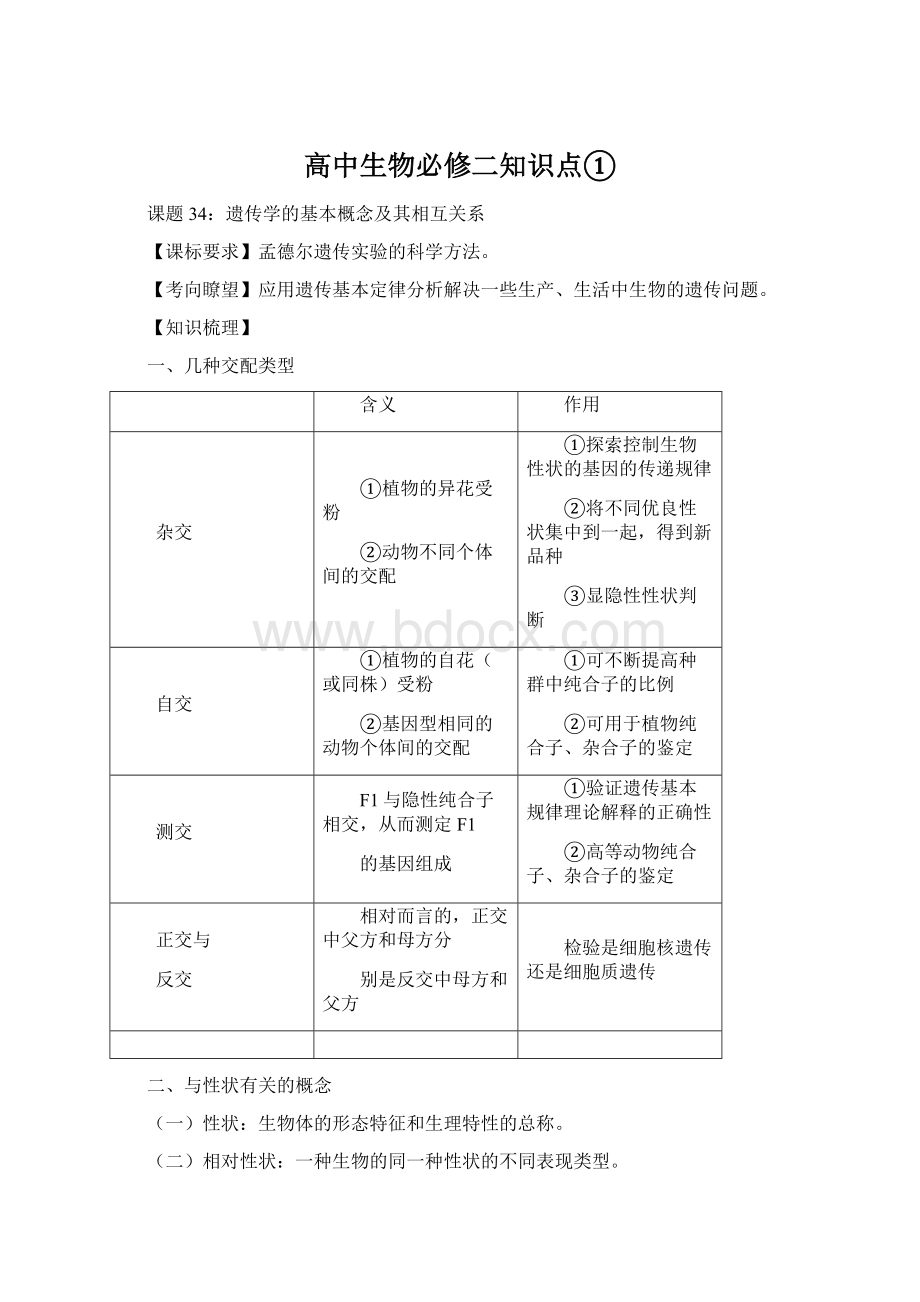 高中生物必修二知识点①Word文档下载推荐.docx