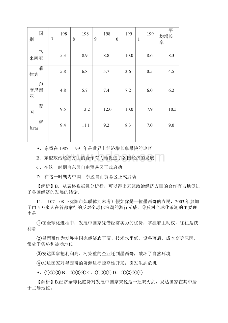 世界经济的区域集团化试题3历史必修2人教版DOC.docx_第3页