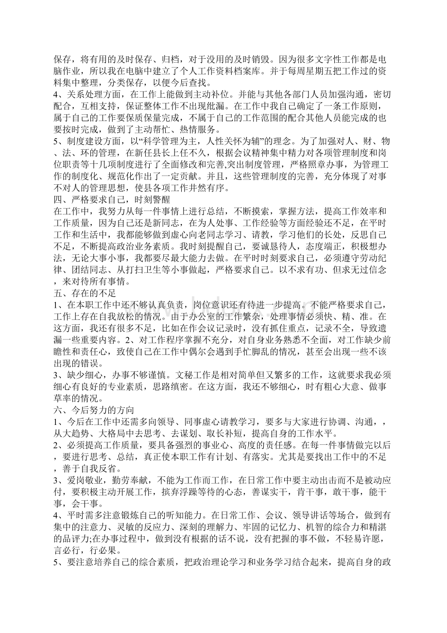 文秘个人工作总结Word文档格式.docx_第2页