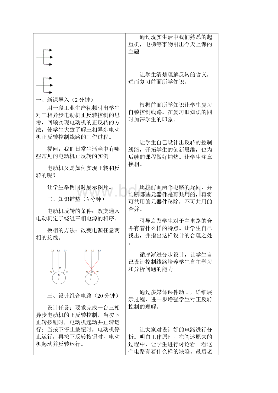 三相异步电动机正反转控制线路教学设计Word格式文档下载.docx_第3页