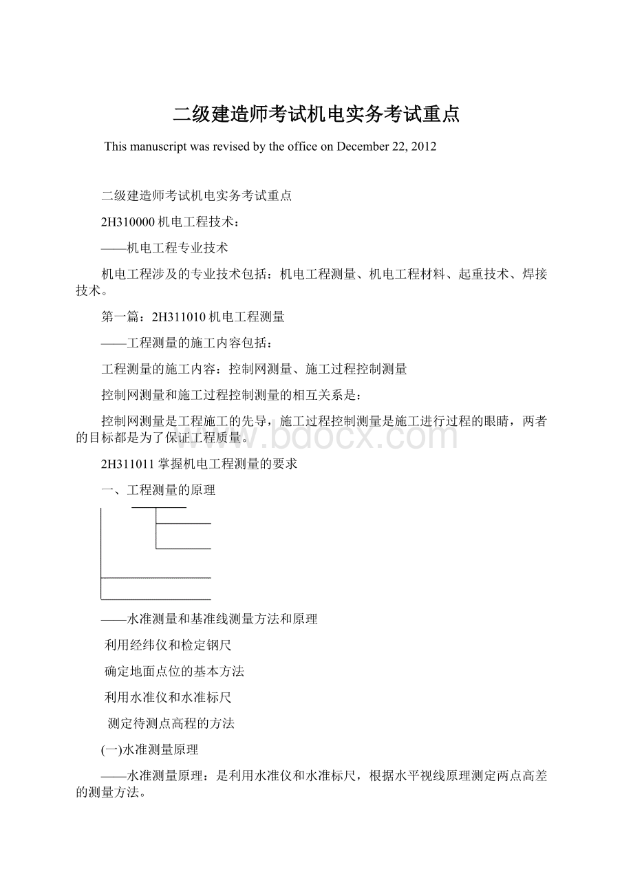 二级建造师考试机电实务考试重点.docx