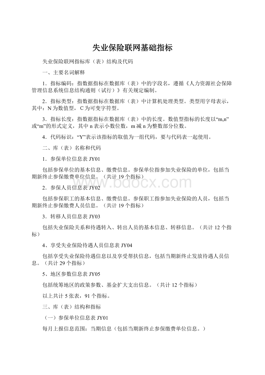 失业保险联网基础指标Word文件下载.docx