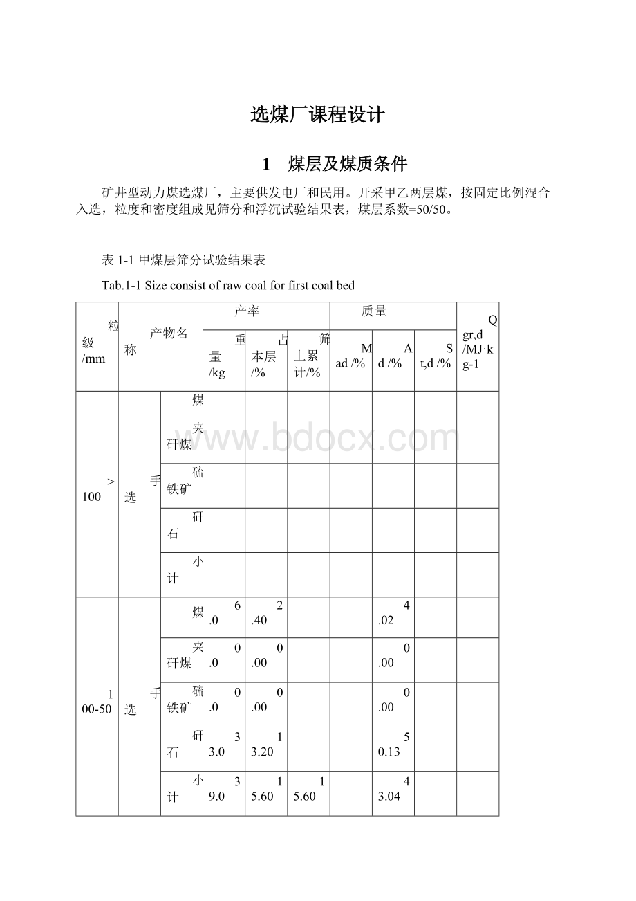 选煤厂课程设计文档格式.docx_第1页