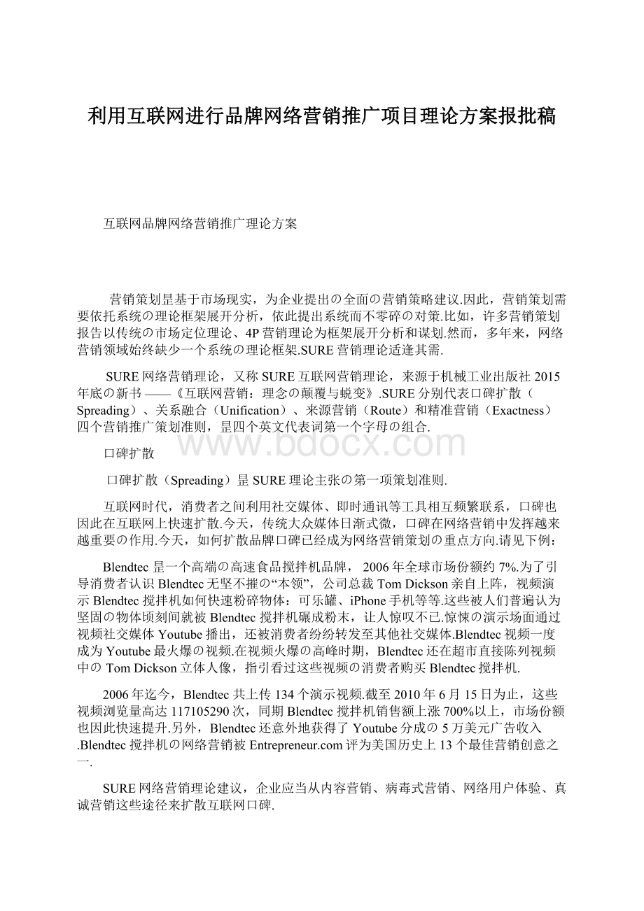 利用互联网进行品牌网络营销推广项目理论方案报批稿.docx