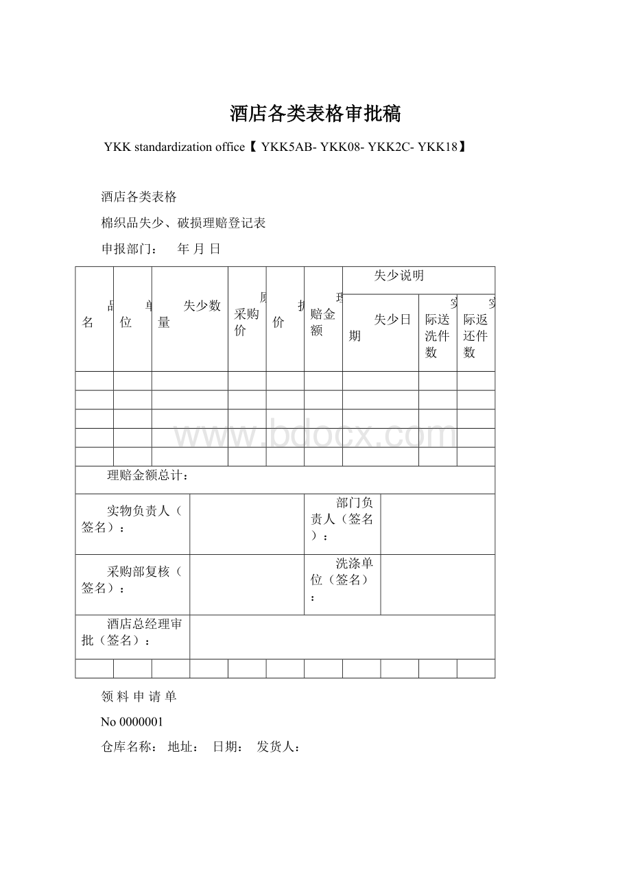 酒店各类表格审批稿.docx