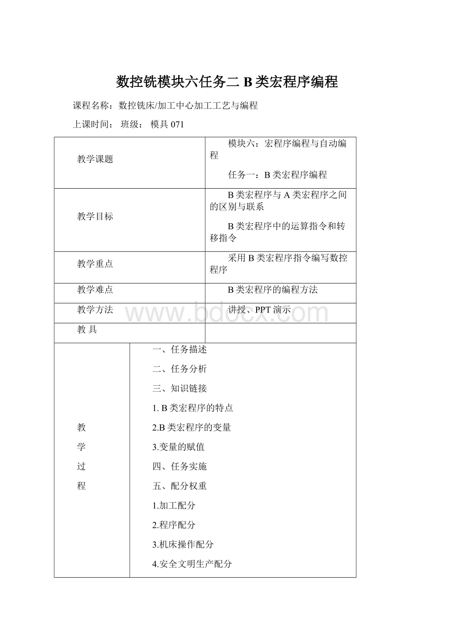 数控铣模块六任务二B类宏程序编程.docx