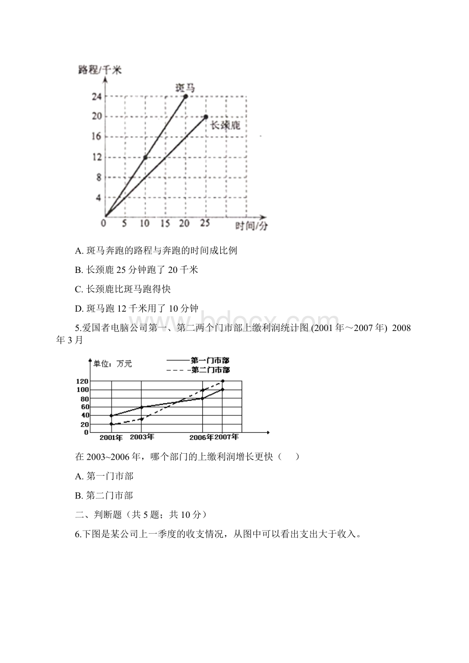 五年级下册数学一课一练82复式折线统计图北师大版秋含答案.docx_第2页