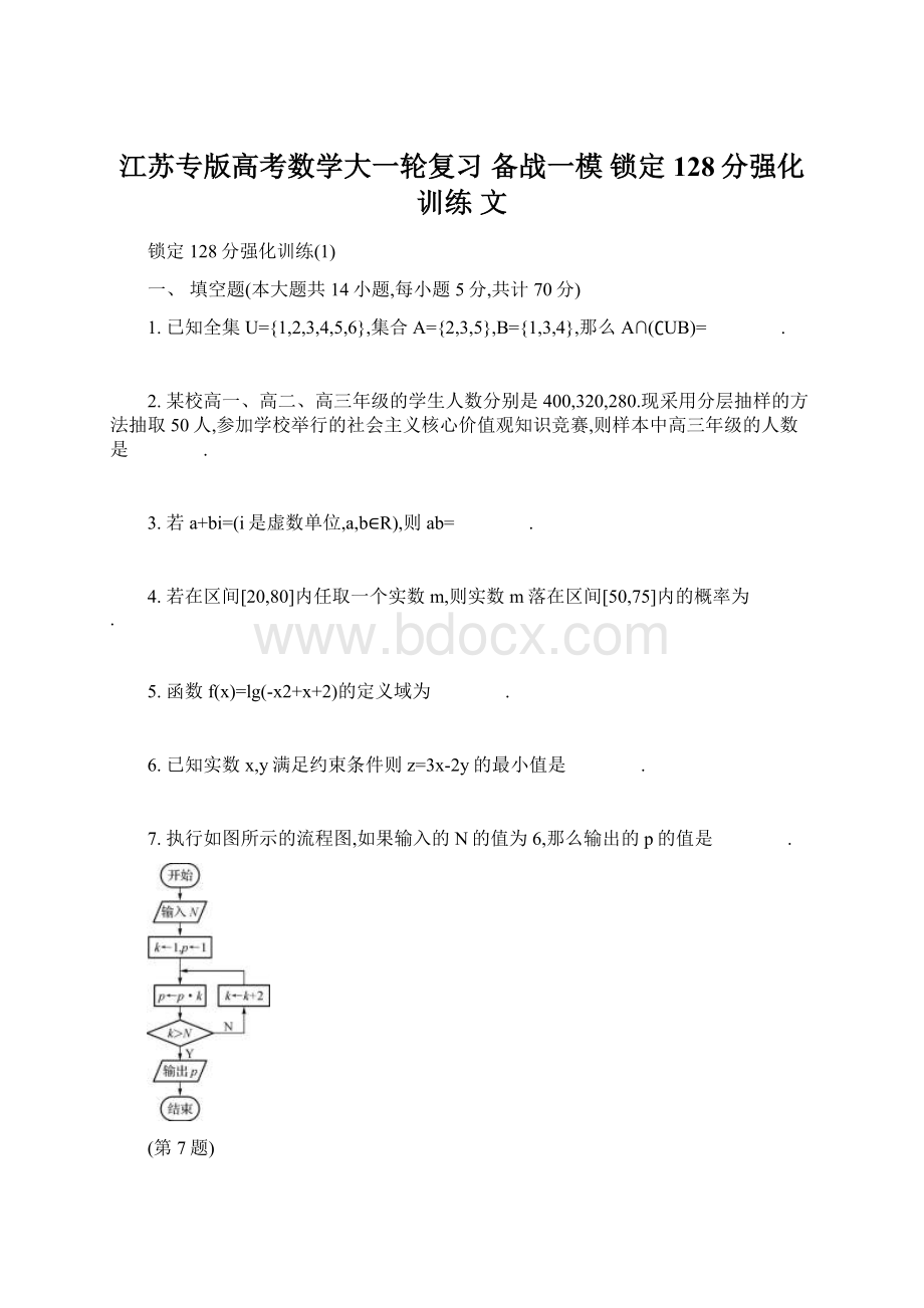 江苏专版高考数学大一轮复习 备战一模 锁定128分强化训练 文.docx