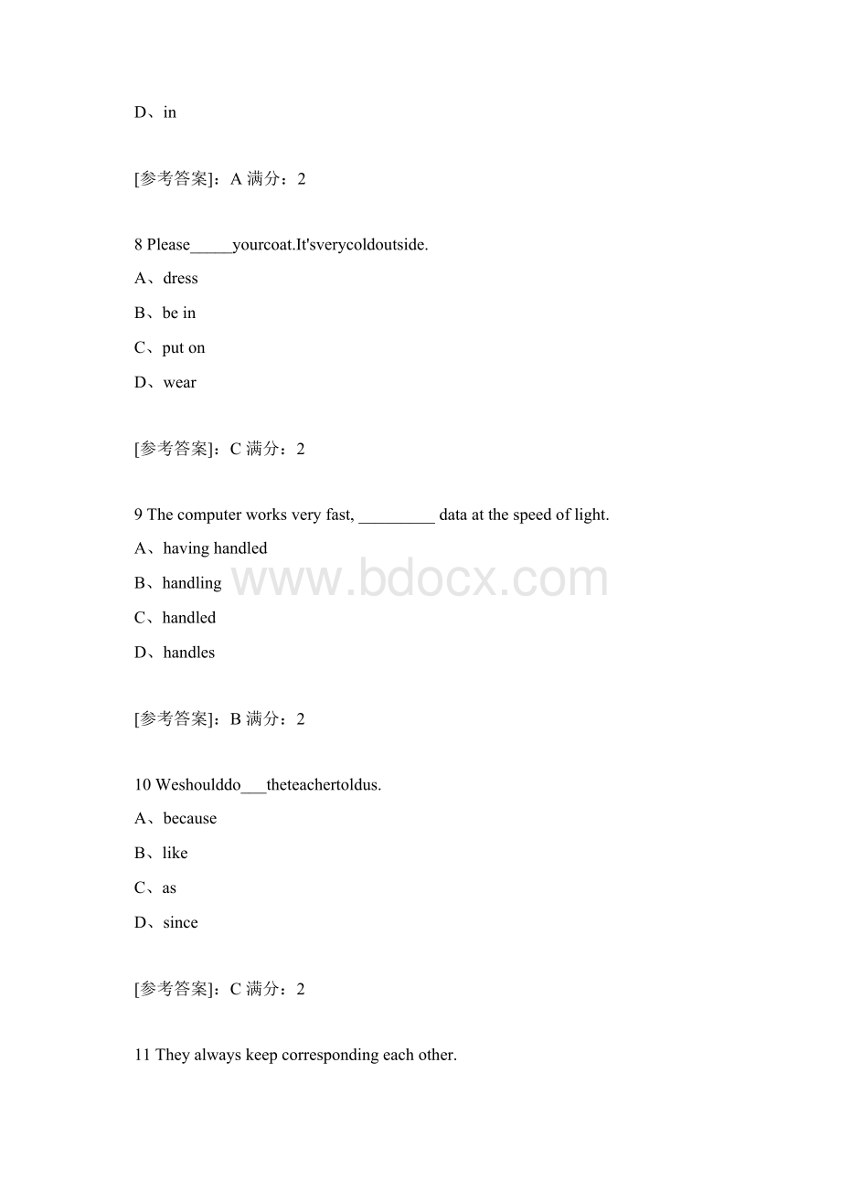 东大18秋学期《大学英语二》在线作业3答案.docx_第3页