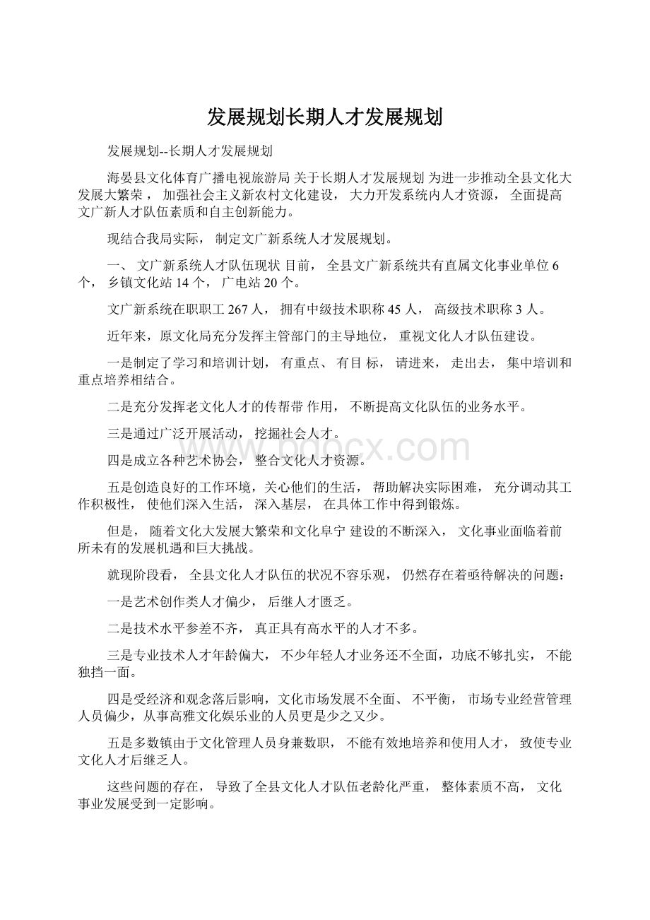 发展规划长期人才发展规划.docx_第1页