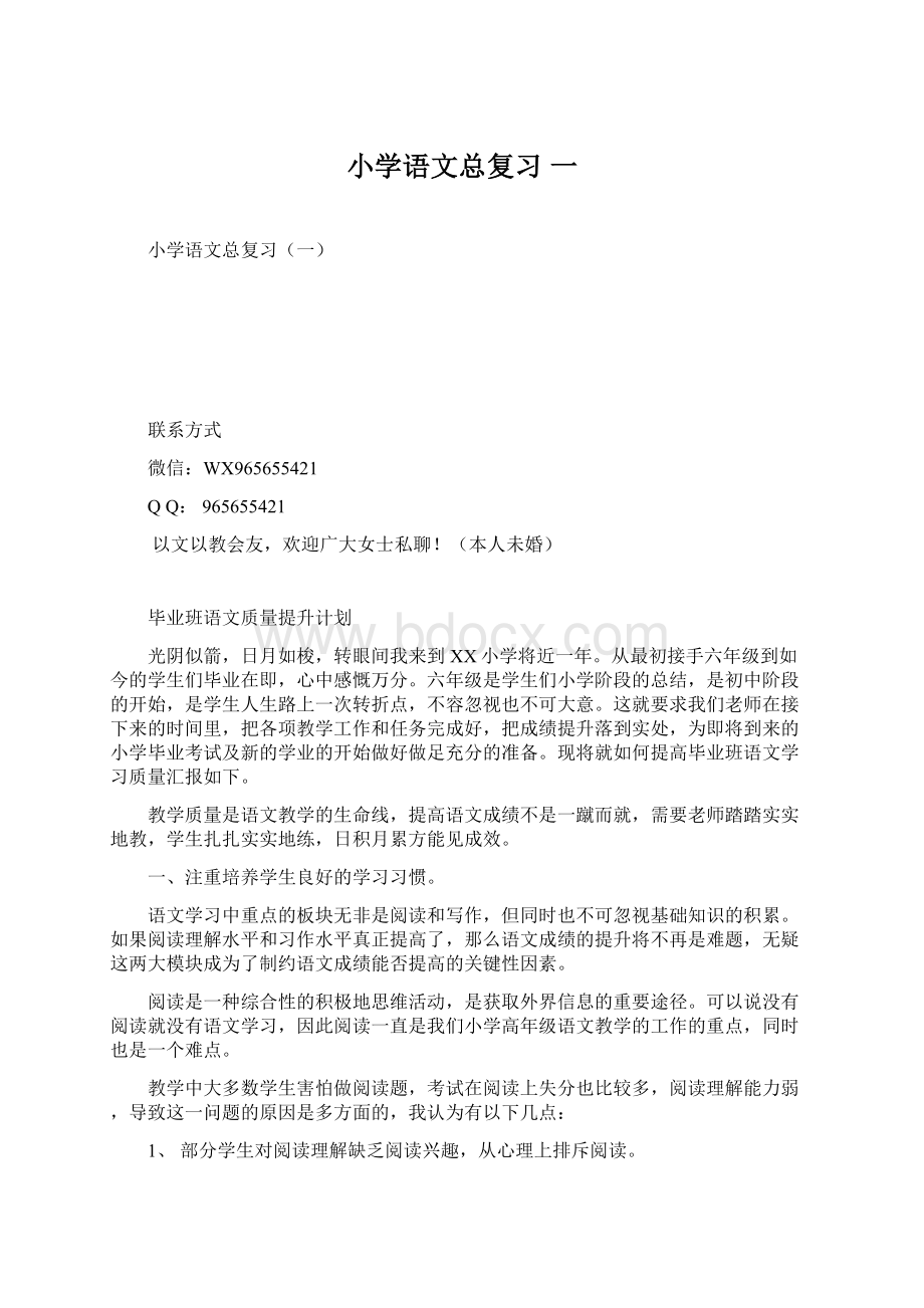 小学语文总复习一.docx