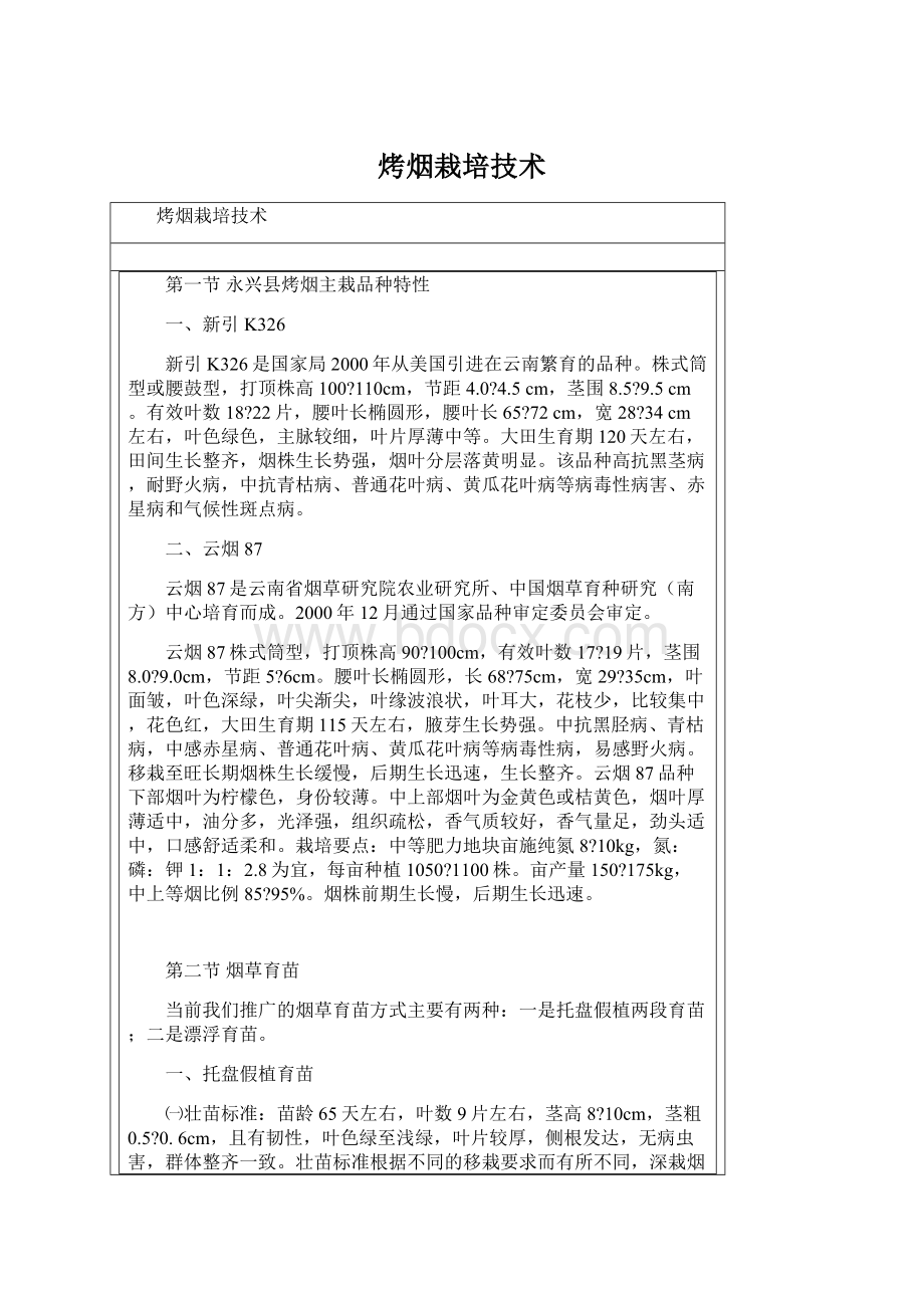 烤烟栽培技术Word文档下载推荐.docx