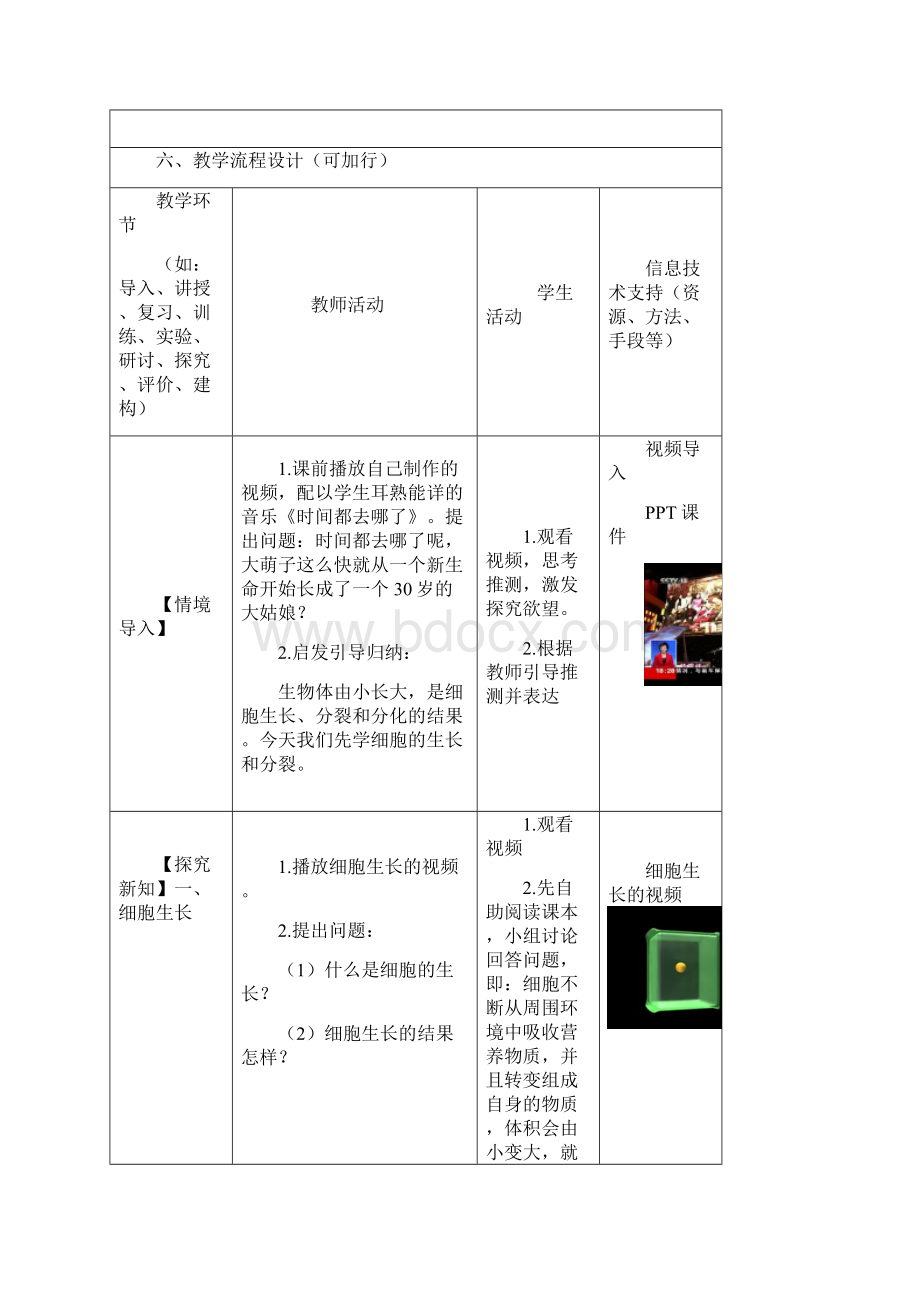 鲁科版生物六年级上册231《细胞的分裂》word教案Word下载.docx_第3页