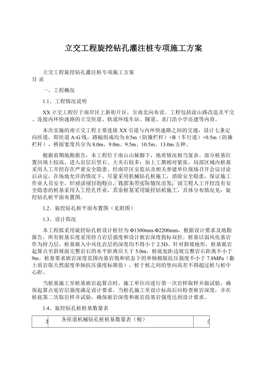 立交工程旋挖钻孔灌注桩专项施工方案.docx_第1页