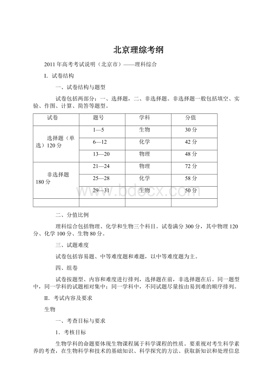 北京理综考纲.docx_第1页