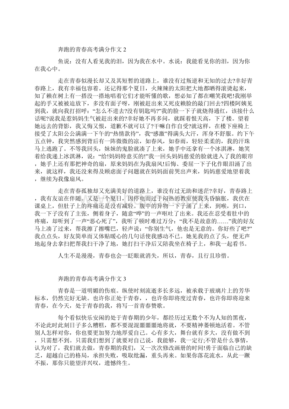 奔跑的青春高考满分作文800字Word文档下载推荐.docx_第2页