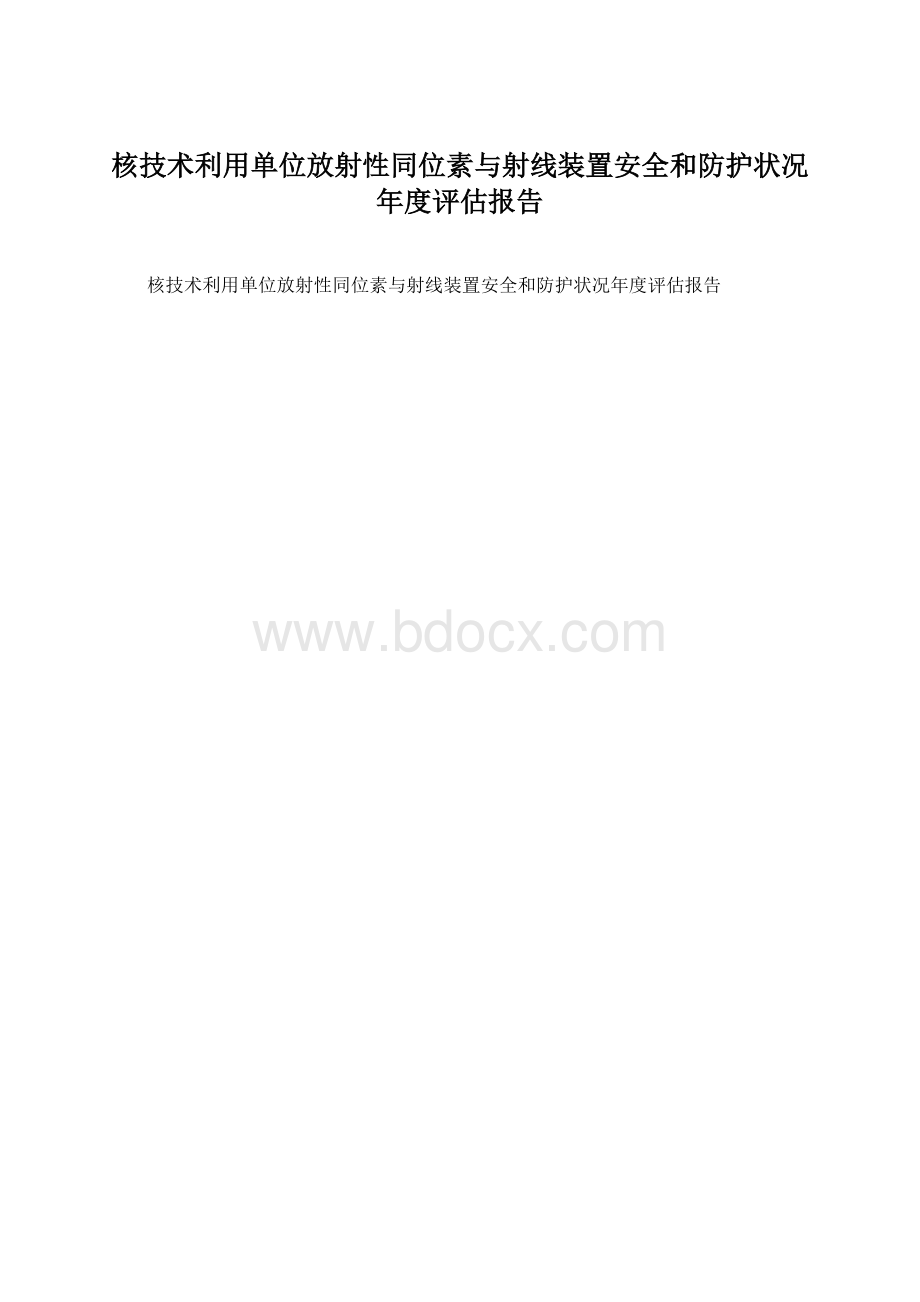 核技术利用单位放射性同位素与射线装置安全和防护状况年度评估报告.docx_第1页