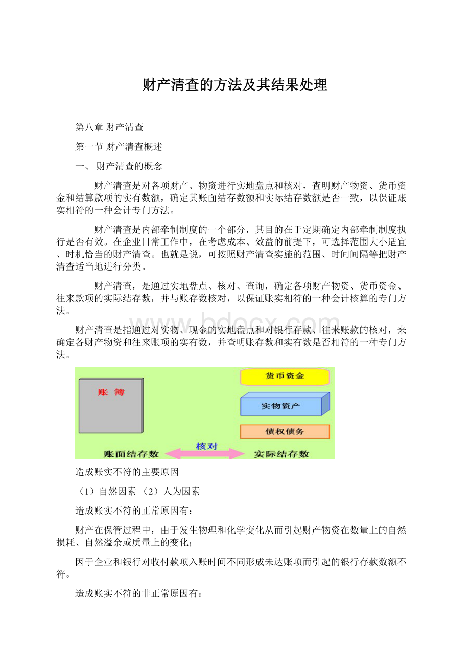 财产清查的方法及其结果处理Word文档下载推荐.docx_第1页