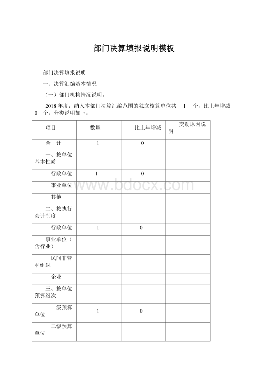 部门决算填报说明模板Word格式.docx