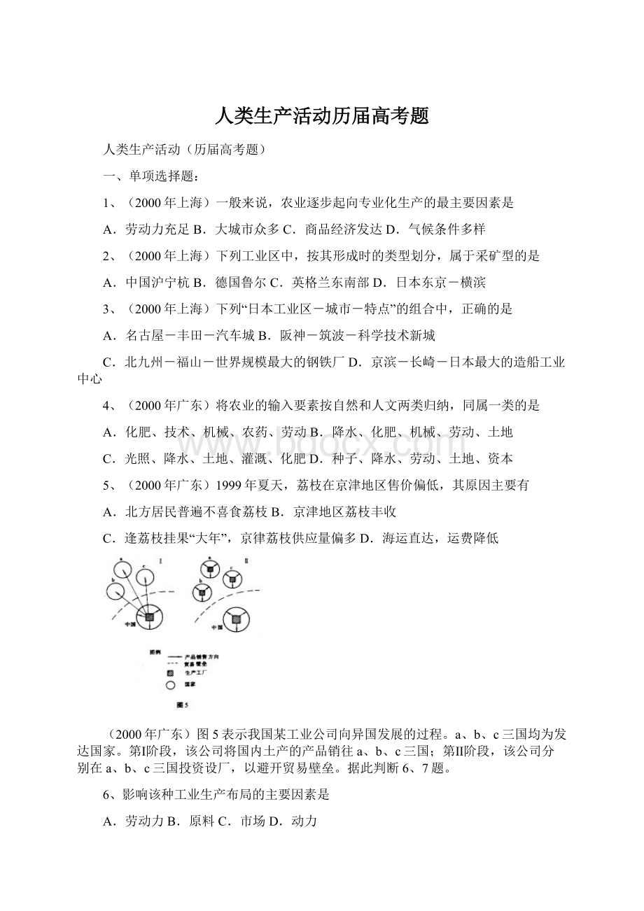 人类生产活动历届高考题Word格式.docx_第1页