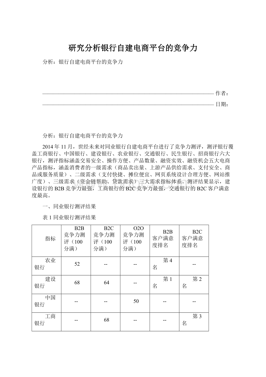 研究分析银行自建电商平台的竞争力.docx