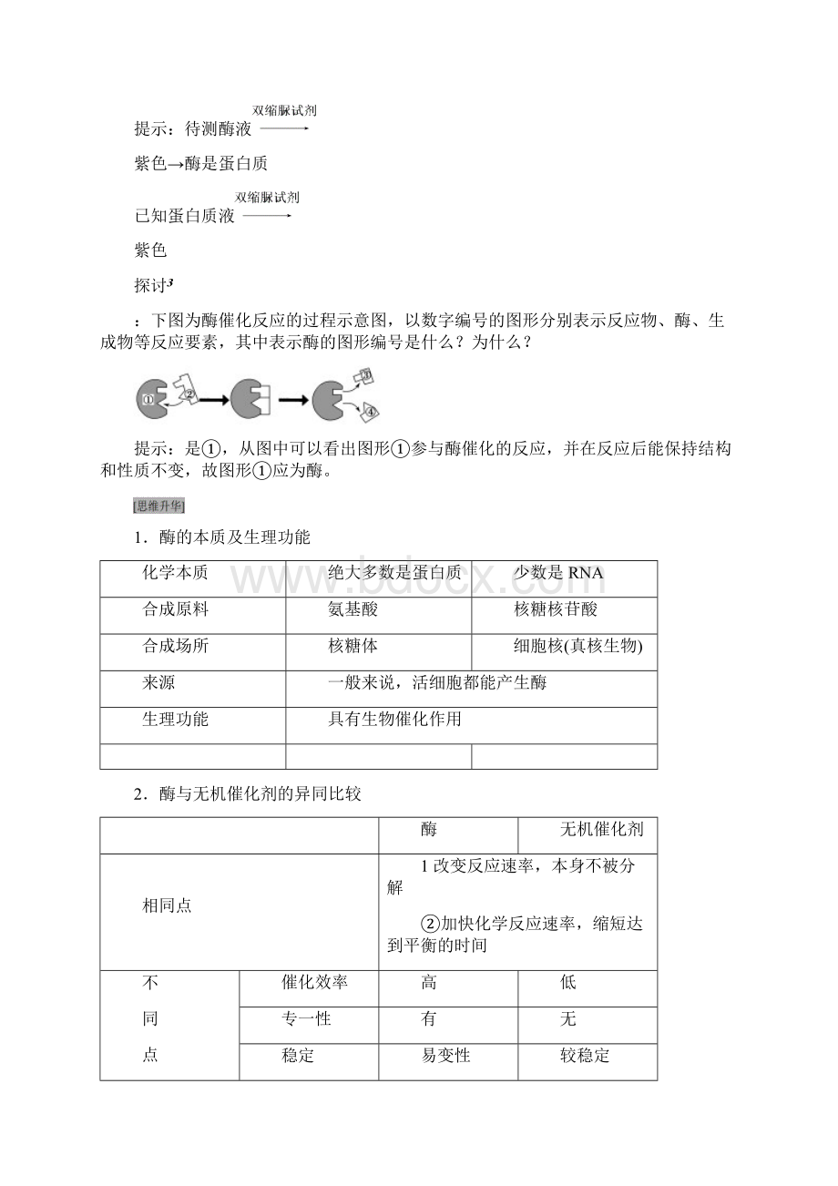 学年高中生物 第3章 细胞的代谢 第3节 酶学案无答案浙科版必修1.docx_第3页