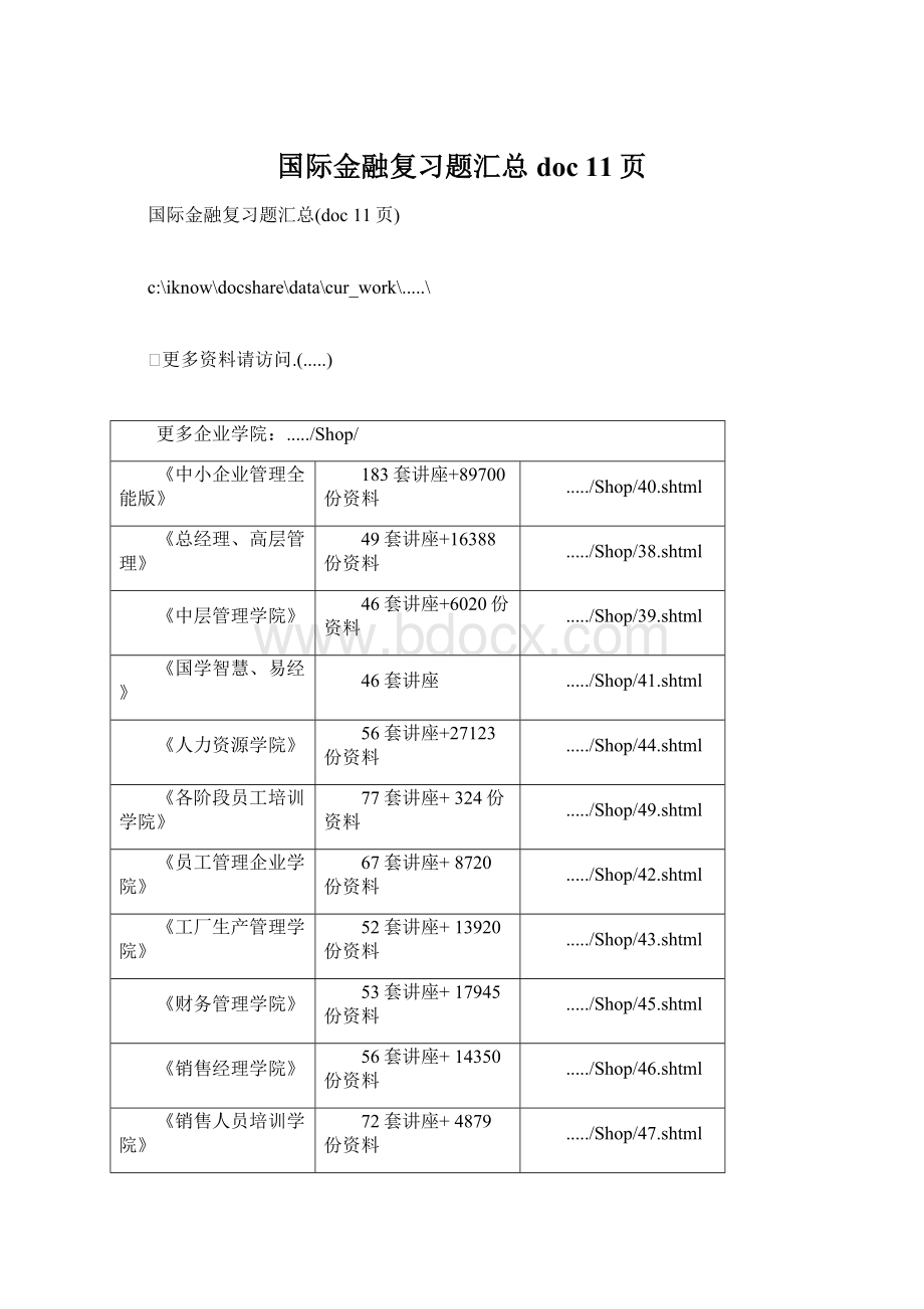 国际金融复习题汇总doc 11页.docx